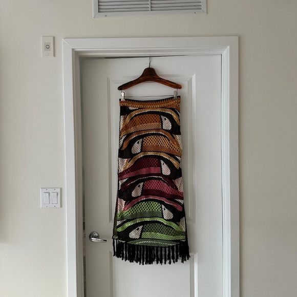 Farm Rio Multicolor Toucan Tree Crochet Skirt - Picture 4 of 9